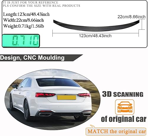 Miniatura 5 de MCARCAR KIT Alerón trasero de fibra de carbono real para Audi A5 S Line S5 RS5 2017-2023 Coupé 2 puertas alerón trasero ala labio salida de fábrica