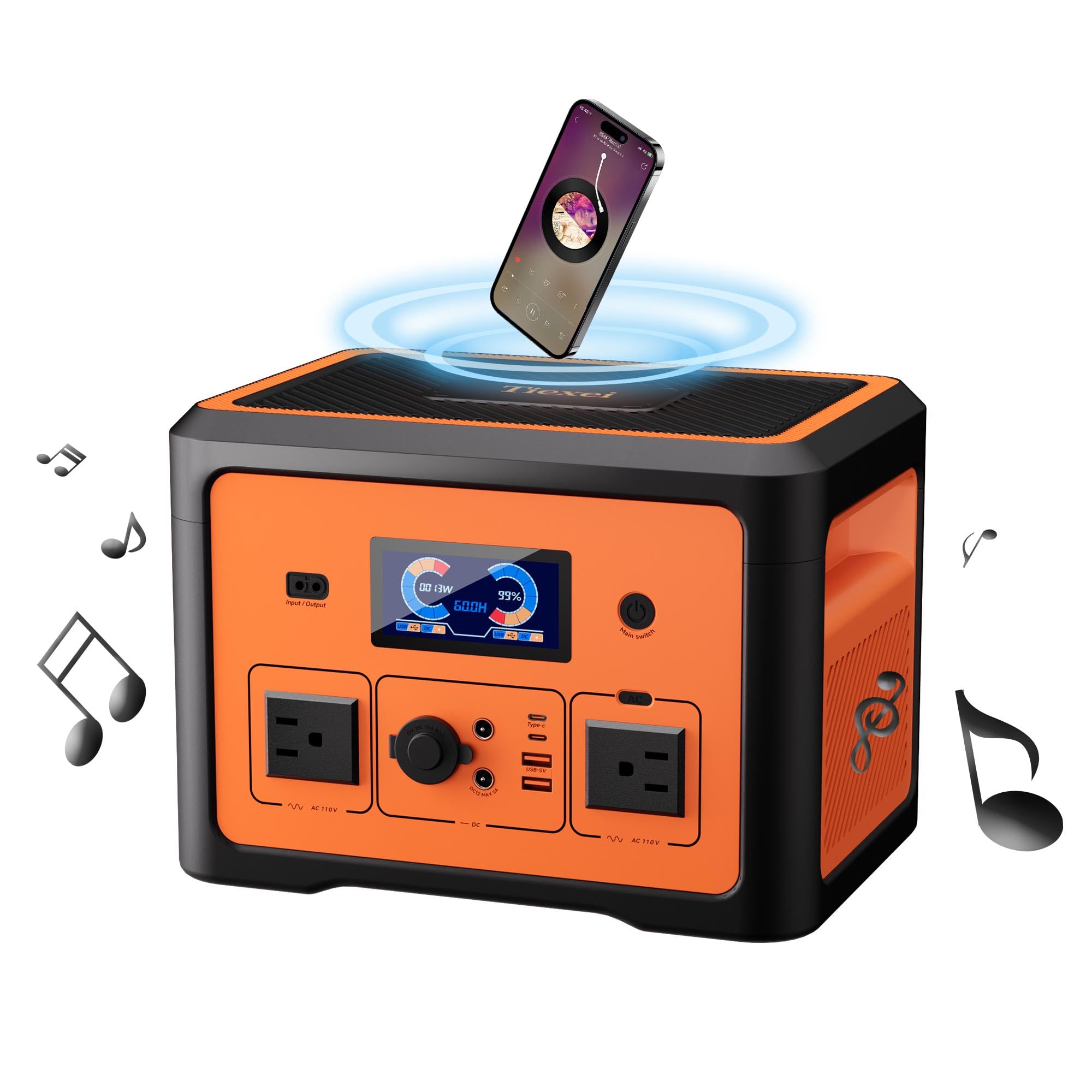 Portable Power Station 600W (Peak 1800W), Fast Charging with AC Outlets Power Bank, UPS Function, Portable Solar Generator for Camping, Home Backup, Outdoor, Emergency RV (PT02-384Wh)