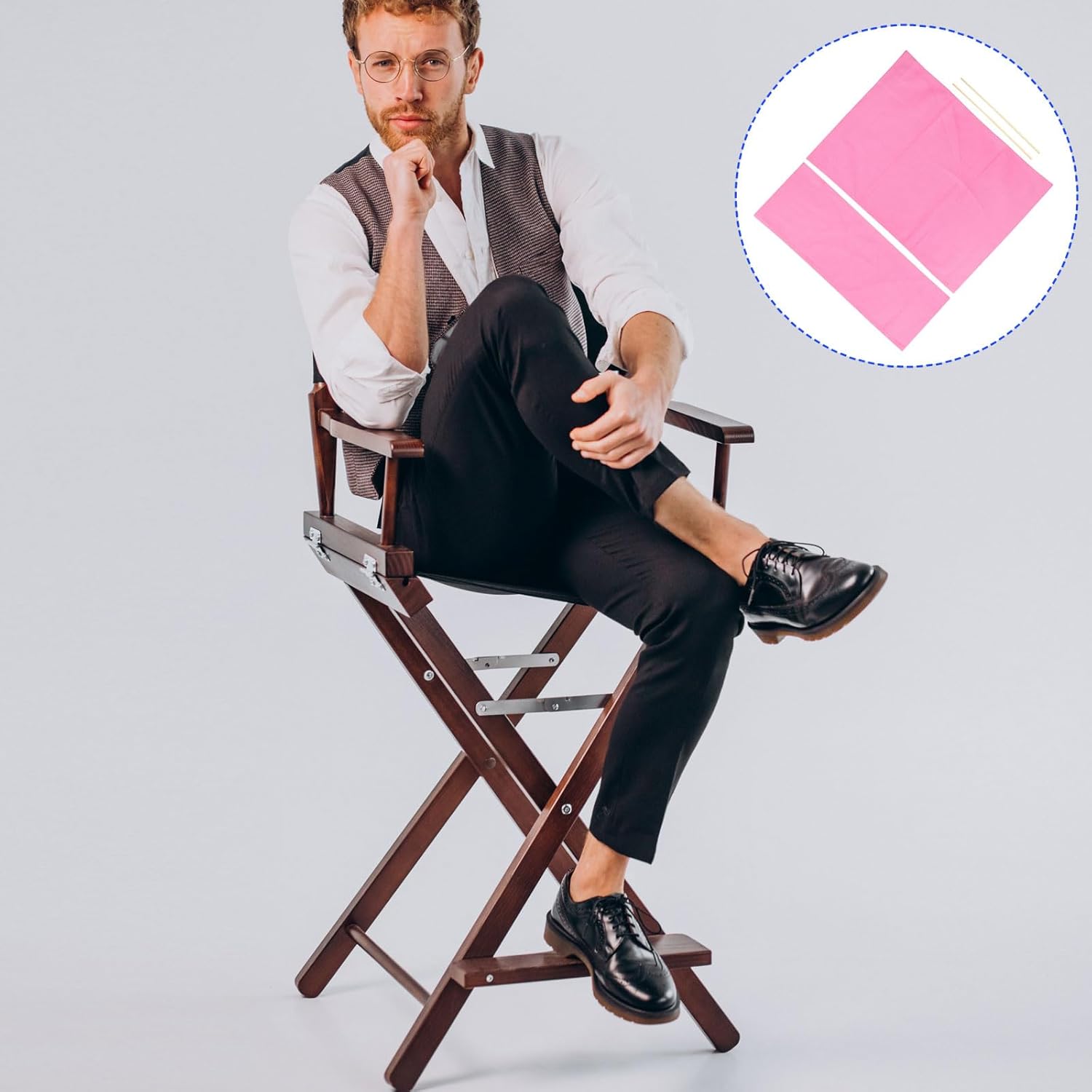 M METERXITY Director Chair Accessories Set with 2 Round Sticks - Replace The Chair Old Canvas, Apply to Outdoor/Makeup Room (Pink)