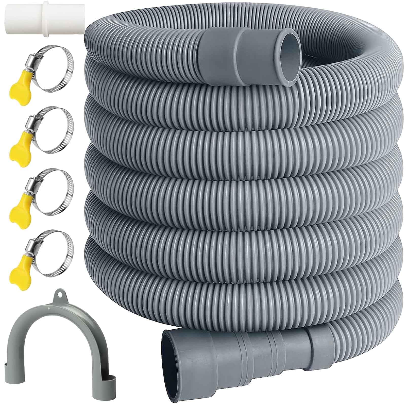 Washing Machine Drain Hose, Universal Drain Hose Extension Kit with Connector Clip Clamp, Washing Machine Waste Pipe Extension for Washing Machine Dishwasher (2M)