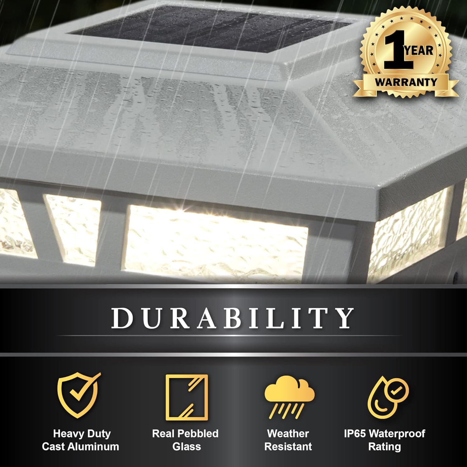 Classy Caps SLX772C 6x6 Brown Aluminum Oxford Solar Post Cap – High-Performance Solar Lighting, 2 LEDs, Durable Cast Aluminum, Decorative Glass Lens, Easy DIY, Fits 6"x6", 5.5"x5.5", 5"x5"