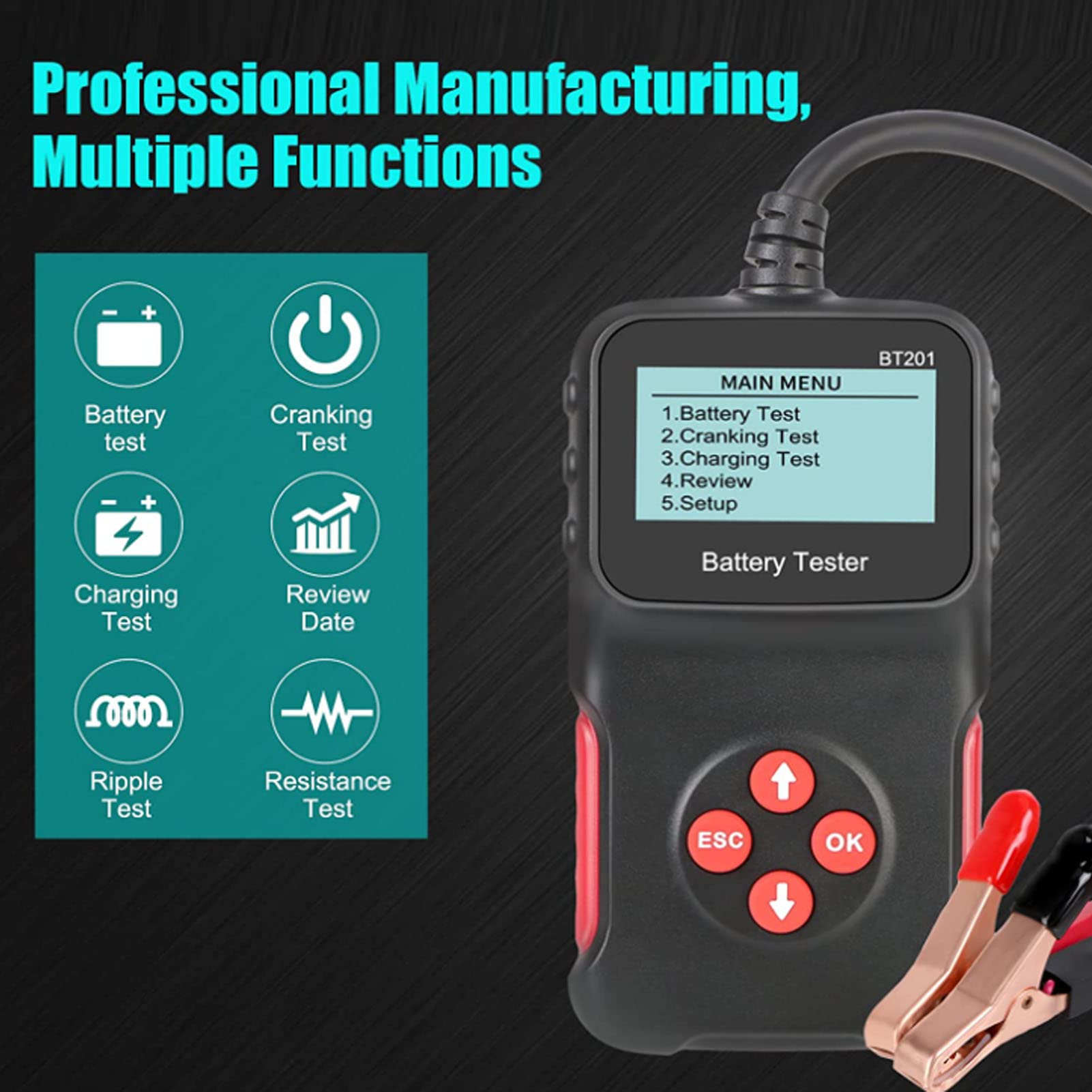 VOBOR Probador de Baterías Car Wester 12V Automagen Auto Analyzer 100 CCA a 2000 CCA para Motocicleta SUV de Buques de Camiones