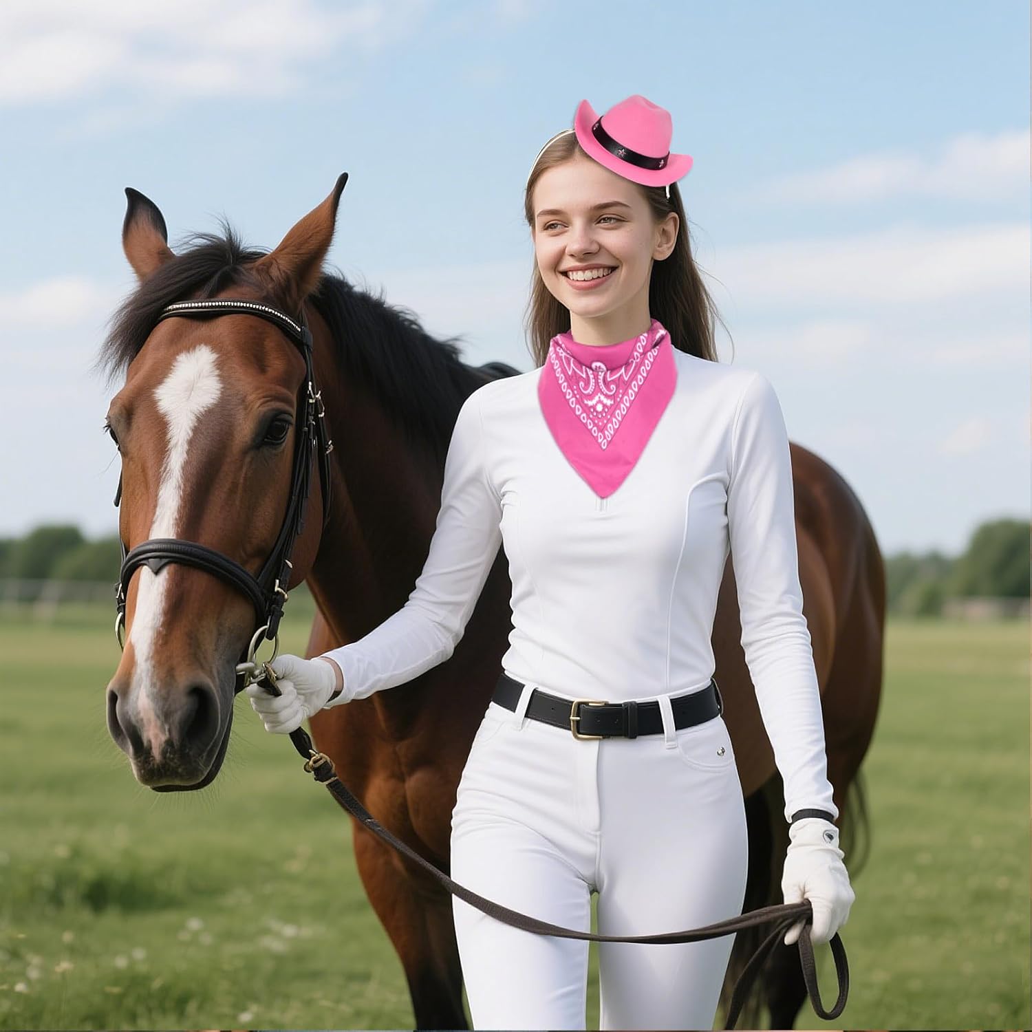 Mini Cowgirl Hat for Women Cowboy Hat With Bandana Cowgirl Accessories Halloween Western Party Supplies - Image 8