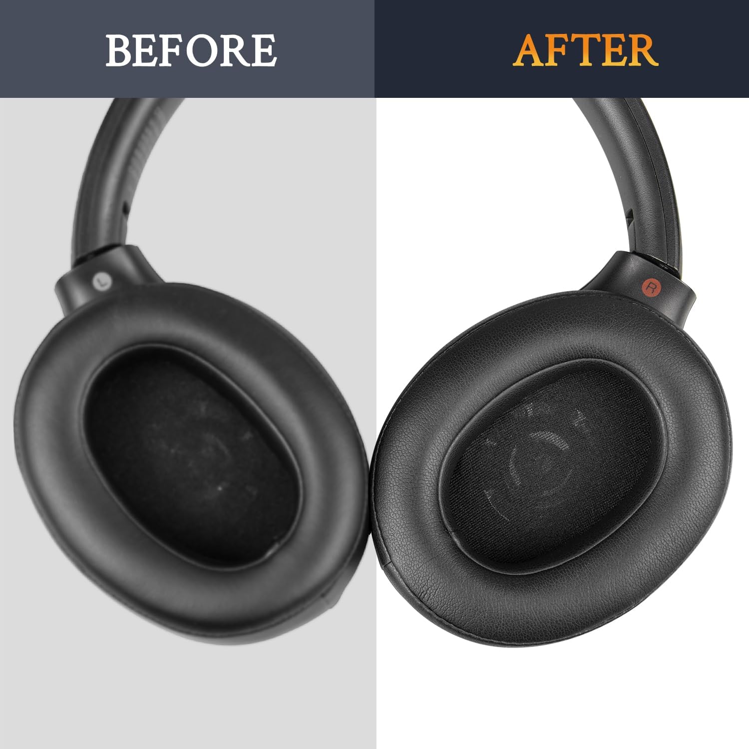 SOULWIT Earpads for Sony WH-XB900N/WH-CH710N/WH-CH720N/WH-RF400/MDR-RF895RK Headphones, Ear Pads Cushions with Soft Protein Leather, High Density Foam - Black - Image 7