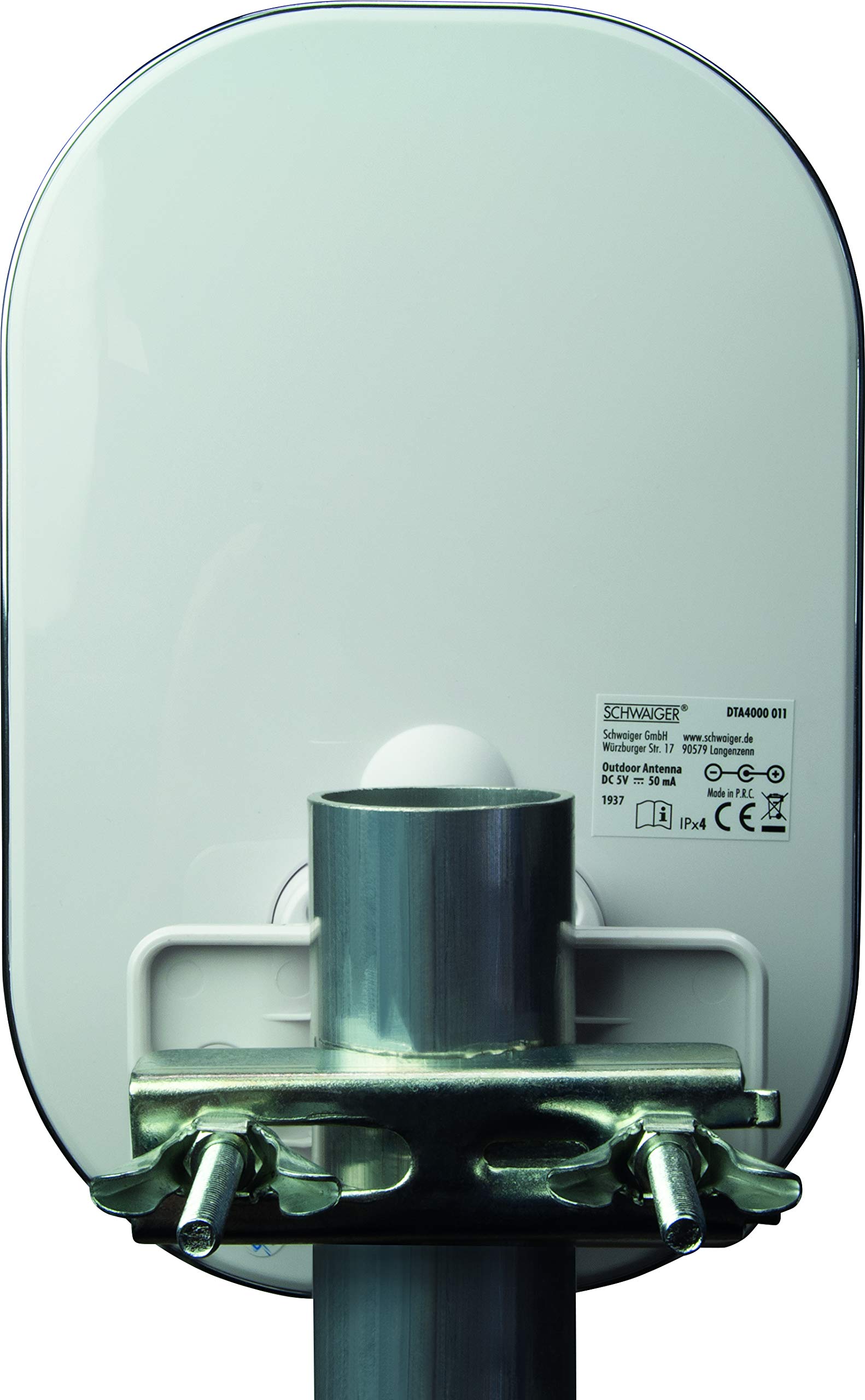SCHWAIGER 662245 Set di antenne da esterno attivo DVB-T2 ricevitore digitale terrestre amplificatore da esterno 50km portata 4K UHD LTE filtro