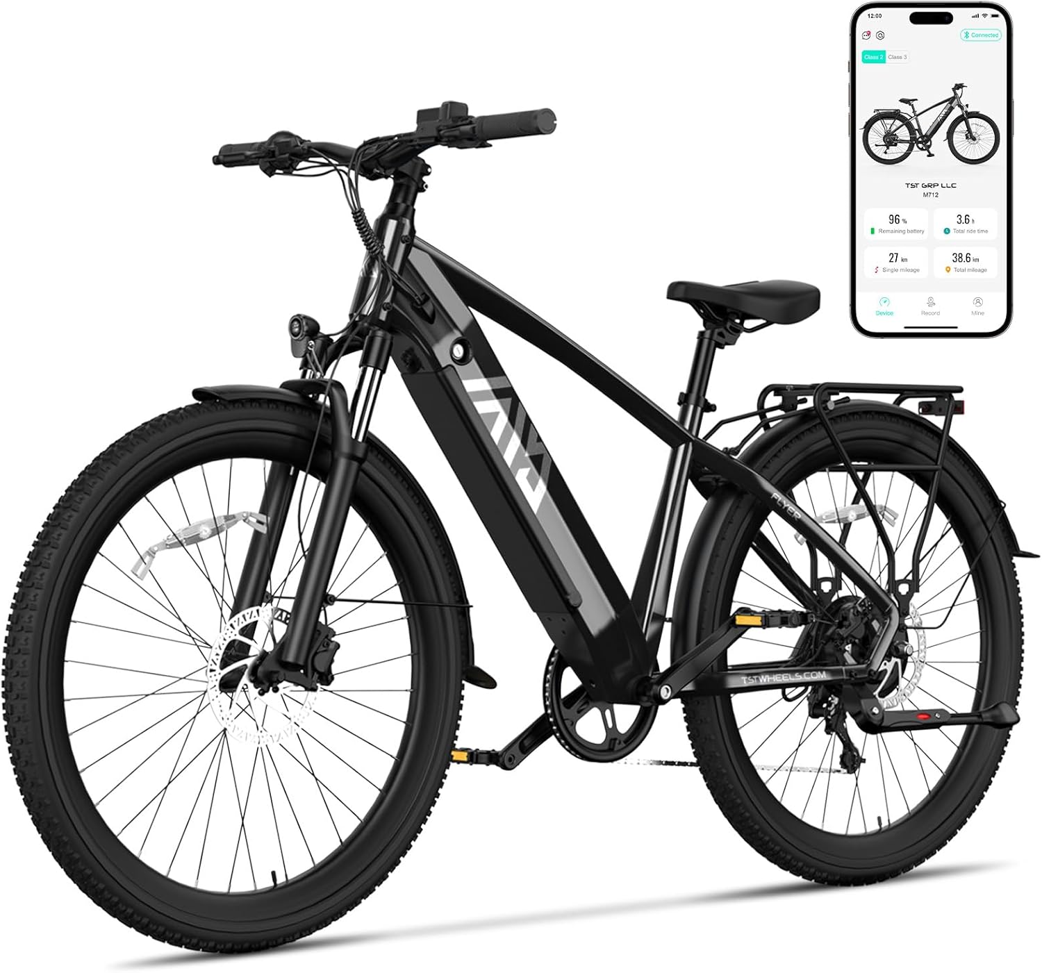 TST Electric Bike-1200W Peak, 27.5x2.25 Tires, Aluminum Frame, 48V 15AH Removable Battery Ebike, Dual Hydraulic Brakes, 7-Speed, LCD & APP, UL 2849 Certification