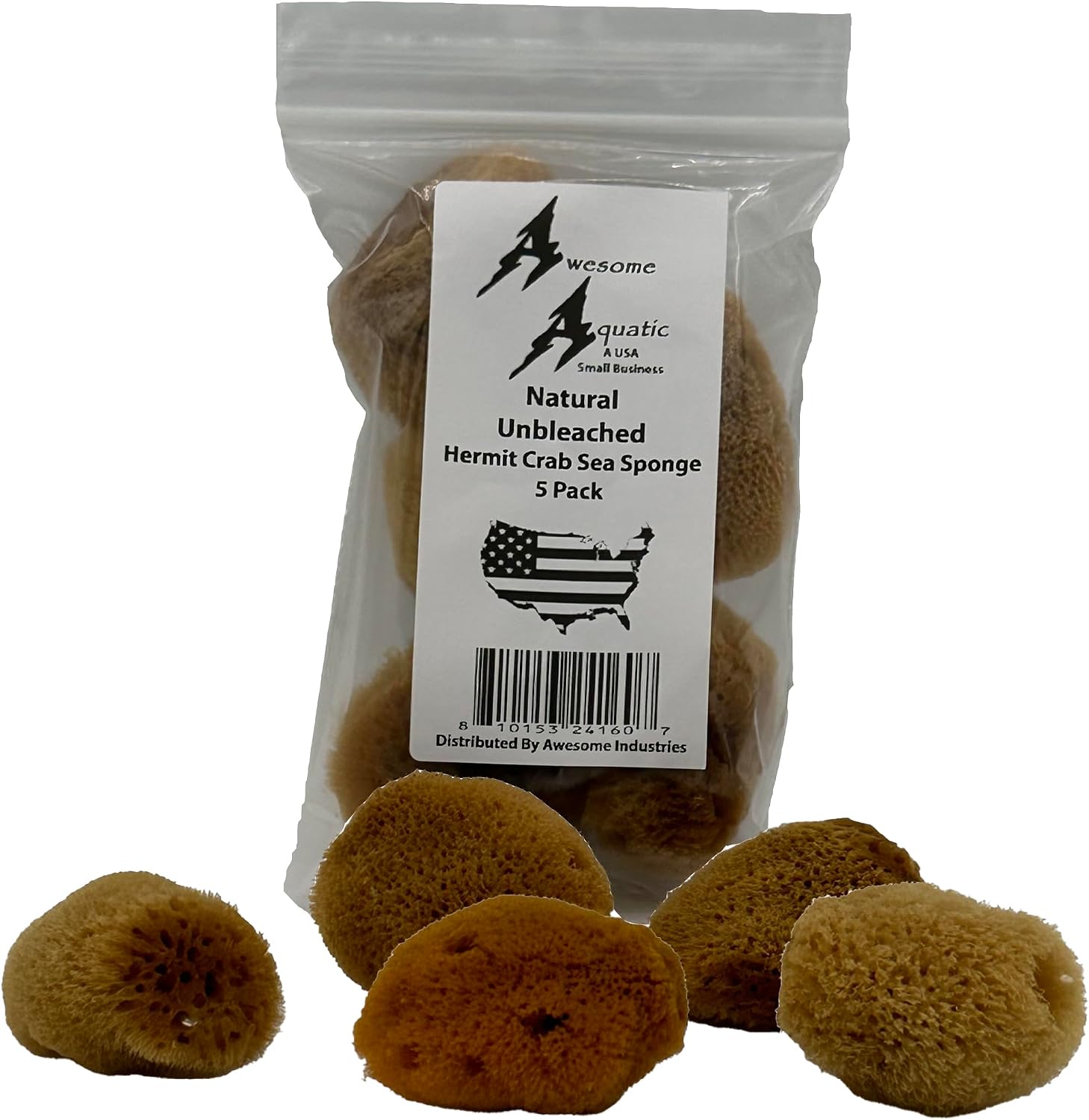 4 Jumbo Natural Hermit Crab Sea Sponges, Water Dish, Humidity & Habitat | Larger • Natural hydration • Maintains humidity • Reusable • Climbing surface • Water Safety • Nutrients • Natural habitat