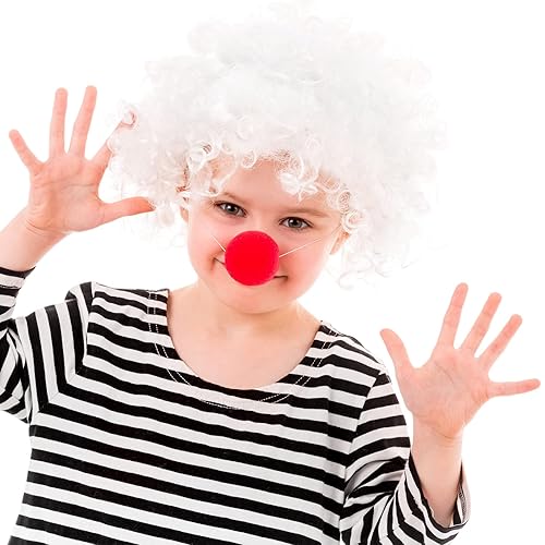 Miniatura 6 de ELECLAND Juego de 7 pelucas de fiesta y 7 piezas de gorra de peluca, pelucas afro rizadas de neón, peluca colorida para cosplay, pelucas de fiesta