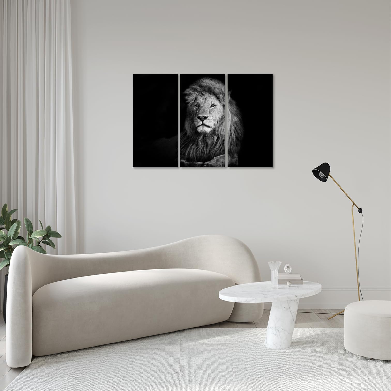 Lot De 3 Affiches Murales Lion - Art Multi-Panneaux 90x60cm - Décoration Murale Moderne Prête à Accrocher