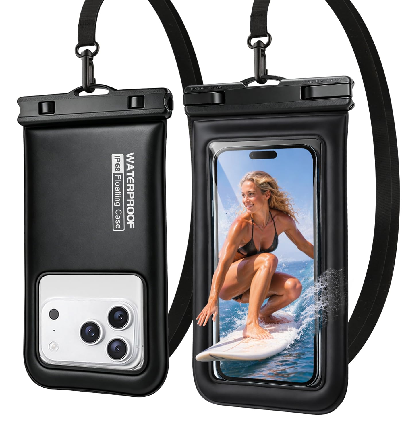 Photo 1 of IP68 Floating Waterproof Phone Pouch [2 Pack] Water Proof Phone Case up to 6.9" for iPhone 17 16 15 14 13 Pro Max, Galaxy S25 S24 Ultra, Dry Bag with Lanyard for for Beach Pool Swimming Cruise