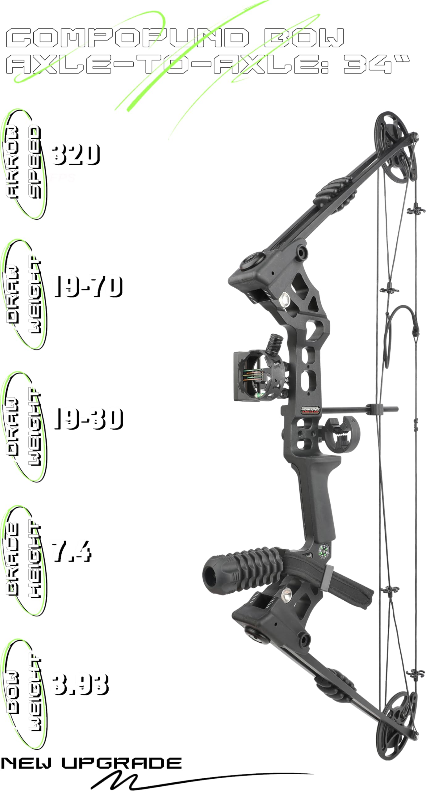 Compoundbogen Set 20-70 LBS Einstellbar, 320 FPS Jagd- und Sportbogen mit Pfeilen, Für Rechtshänder Erwachsene und Jugendliche