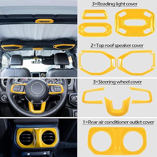 Miniatura 10 de Juego de 21 piezas de decoración interior para Jeep Wrangler JL JLU 2018-2022 y Gladiator JT 2020-2022  Interruptor de luz de lectura para el