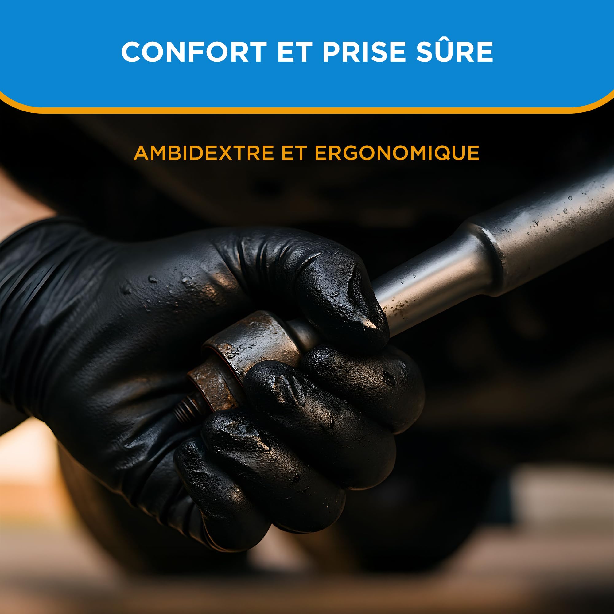 ISC Hygiene & Safety Gants Nitrile Jetables – 100x, bleu EXTRA STRONG, XL | Gant Nitrile Usage Alimentaire et Mécanique, non poudrés, sans latex, peaux sensibles