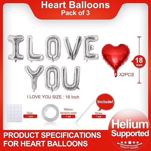 Miniatura 8 de 5 globos rojos en forma de corazón, globos rojos de amor de San Valentín para el día de San Valentín, despedida de soltera, decoración de fiesta de