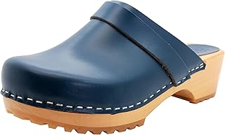 Tuva Wood Open Back Grippy Leather Clogs