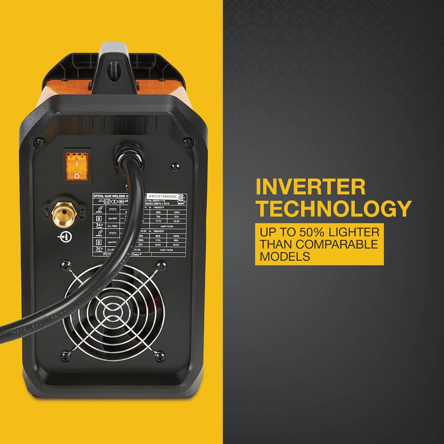 Klutch Dual-Voltage 180 Amp MIG/Flux-Core Multi-Process Welder with Inverter Technology, LCD Display and Spool Gun, 120/240 Volts, 180 Amp Max.