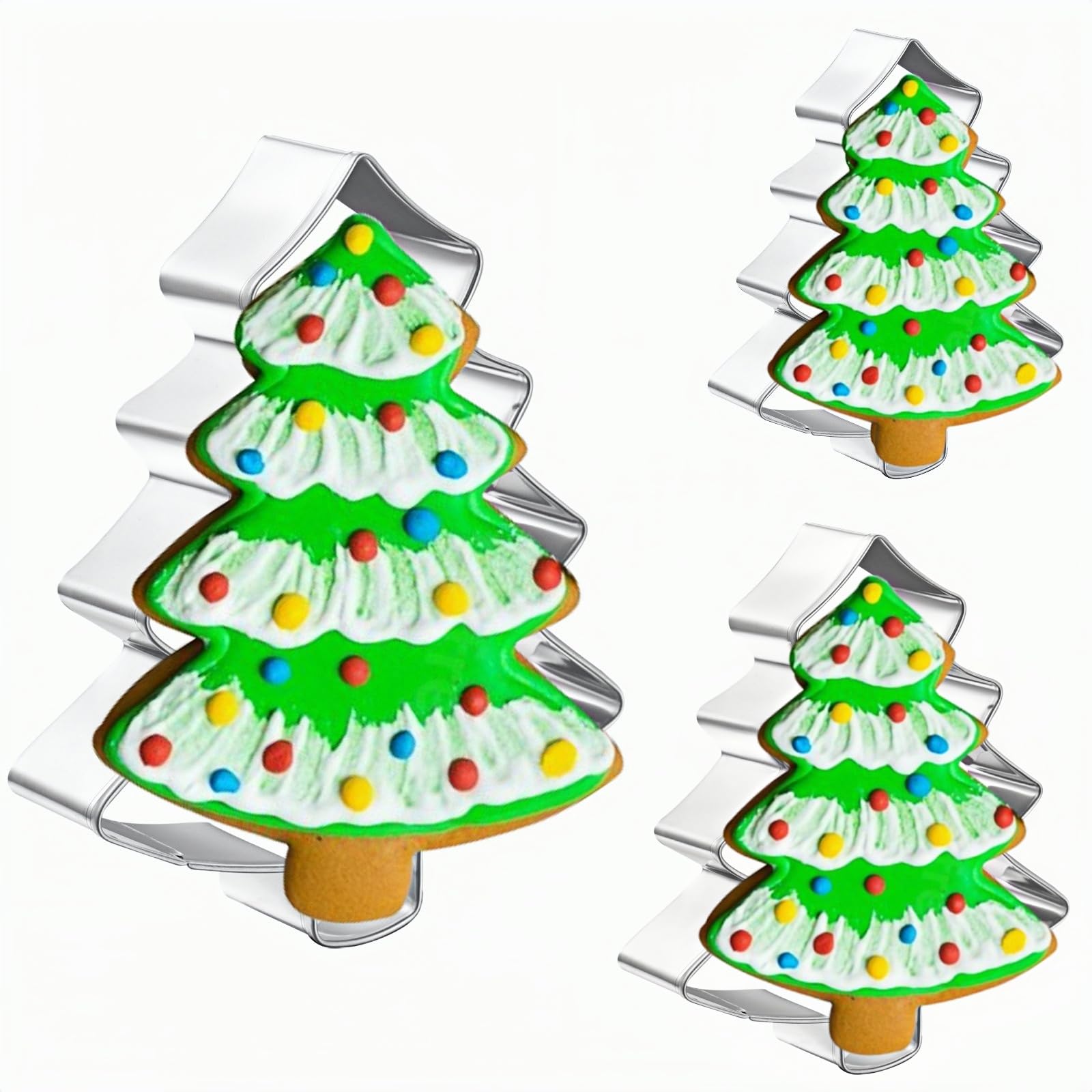 Christmas Tree Cookie Cutters 3 PCS, 3'', 4'', 5''
