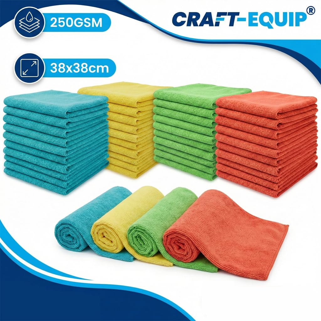 200er Sparpack Microfasertuch BLAU 38 x 38cm in 250 GSM ideal als Poliertücher oder zur Reinigung innen oder außen am Kfz
