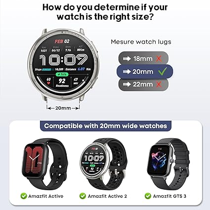 DHWGang 3 Pièces Bracelets En Nylon Compatibles Avec Les Amazfit Active2/ Active/GTS/GTS4/GTS3/GTS 2 Bracelet De Remplacement Pour Montre 20mm, Longueur Ajustable, Respirant, Doux, Confortable