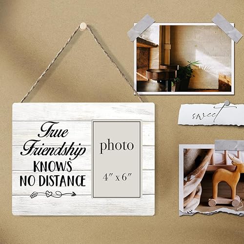 Miniatura 4 de Regalos de amistad para mujeres, amigos y hombres, regalos de amistad a larga distancia, marco de fotos de madera True Friendship Knows No