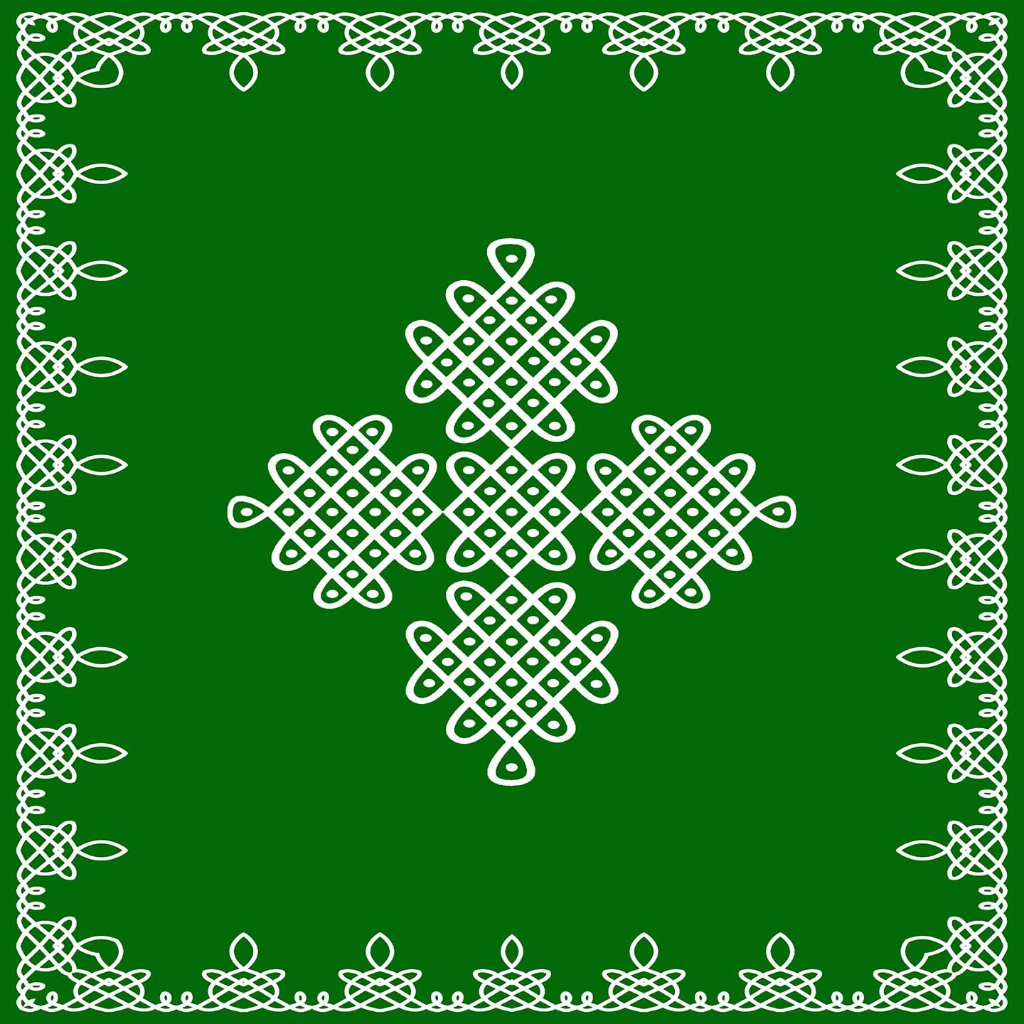 Dhara Creation Green Rangoli Kolam Printed (8FT-8FT) Backdrop Cloth for Pooja Decoration Traditional Background Curtain Cloth for Festival. (Washable Fabric)-picture-10