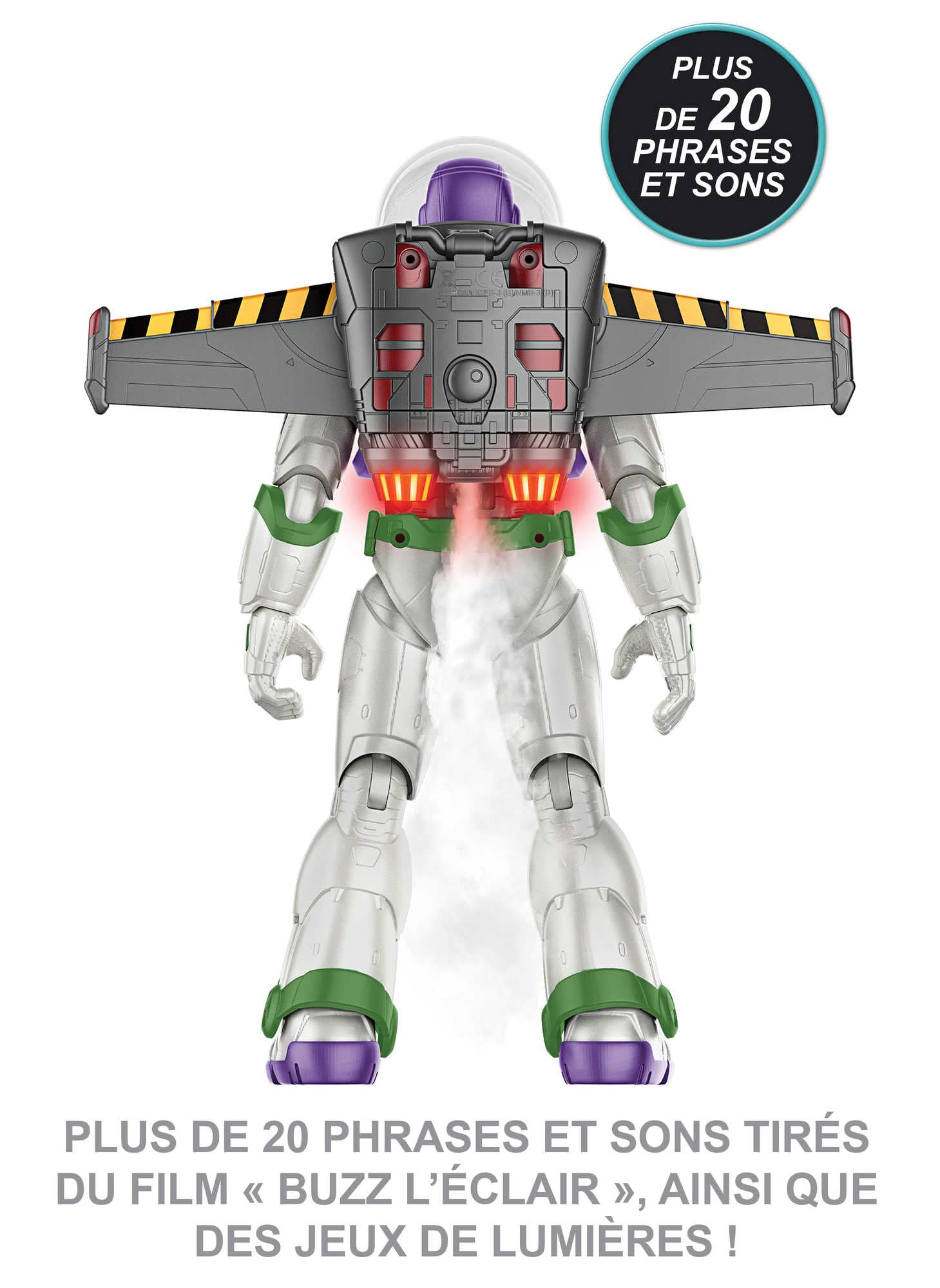 Mattel Pixar Buzz l’Éclair Figurine Articulée Buzz L’Éclair et son Jet Pack (30 cm), Figurine Parlante (version française), avec traînée de vapeur, Jouet Enfant, Dès 4 ans, HJJ37