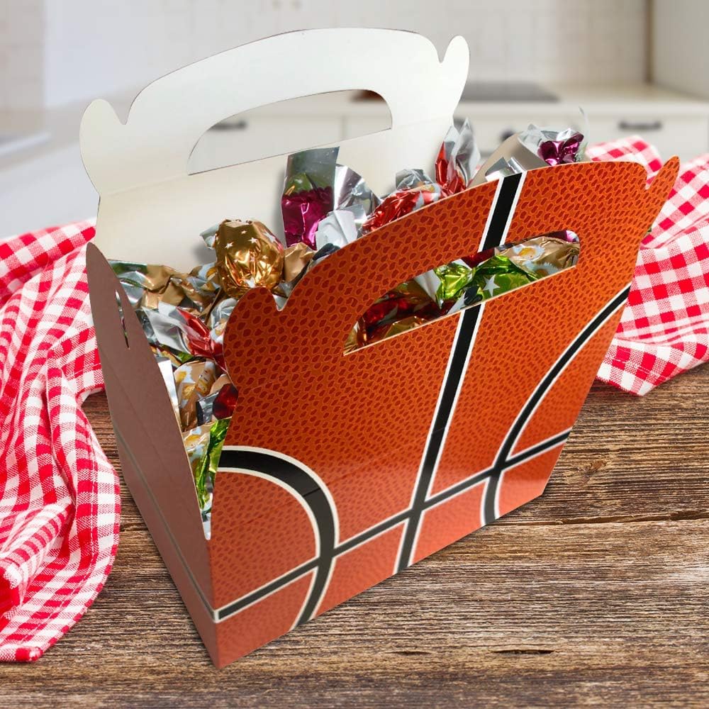 ArtCreativity Basketball Party Favors Goodie Gift Bags for Candy, Cookies, and Sports Themed Party Favor Boxes, Pack of 12 Cute Team Cardboard Box Basketball Treat Bag with Handles - Image 4