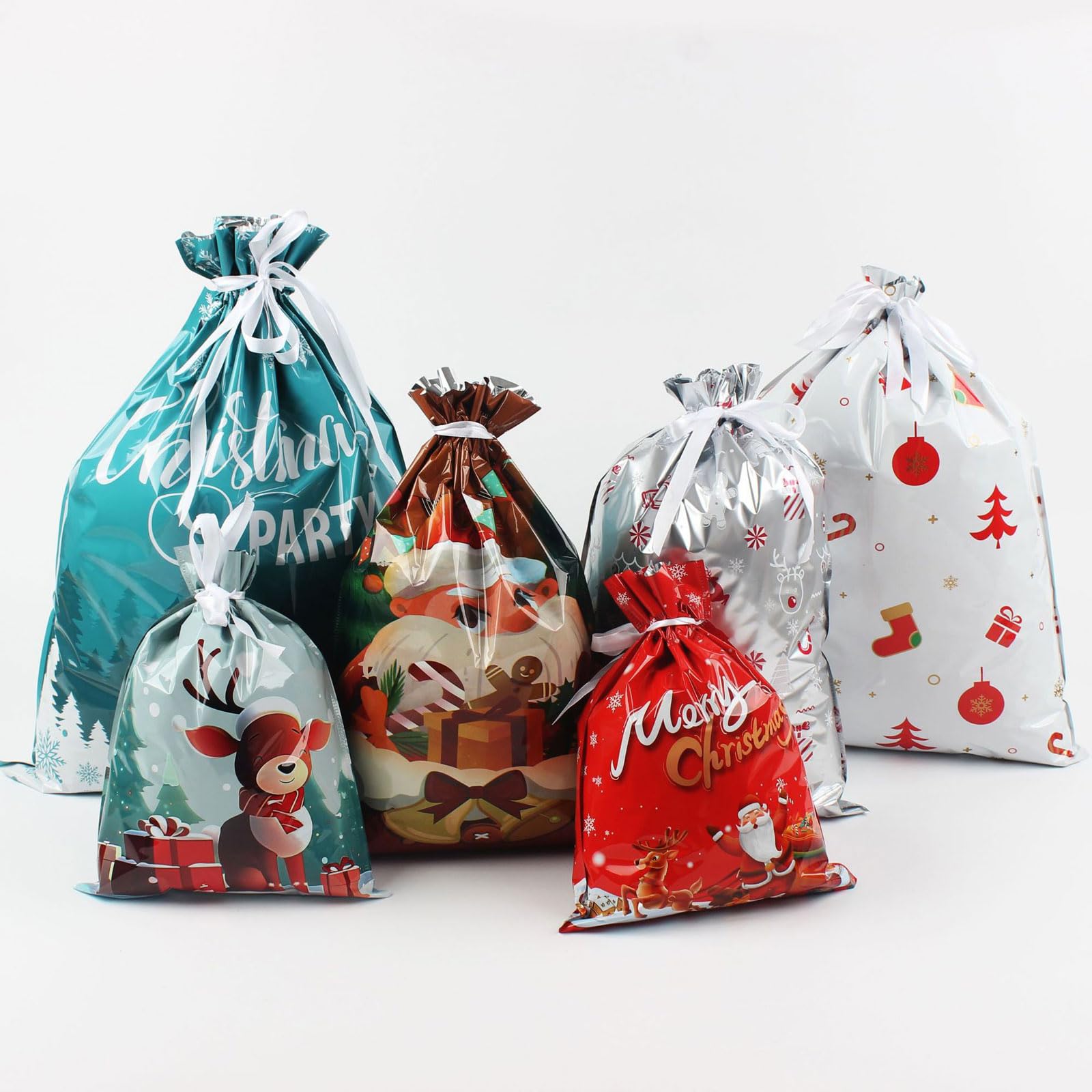 Torby do pakowania prezentów świątecznych, plastikowe słodkie przysmaki Goody Chocolate Bag, duże, średnie i małe torby, na zaopatrzenie imprezy(28 Sets One (4 Each))