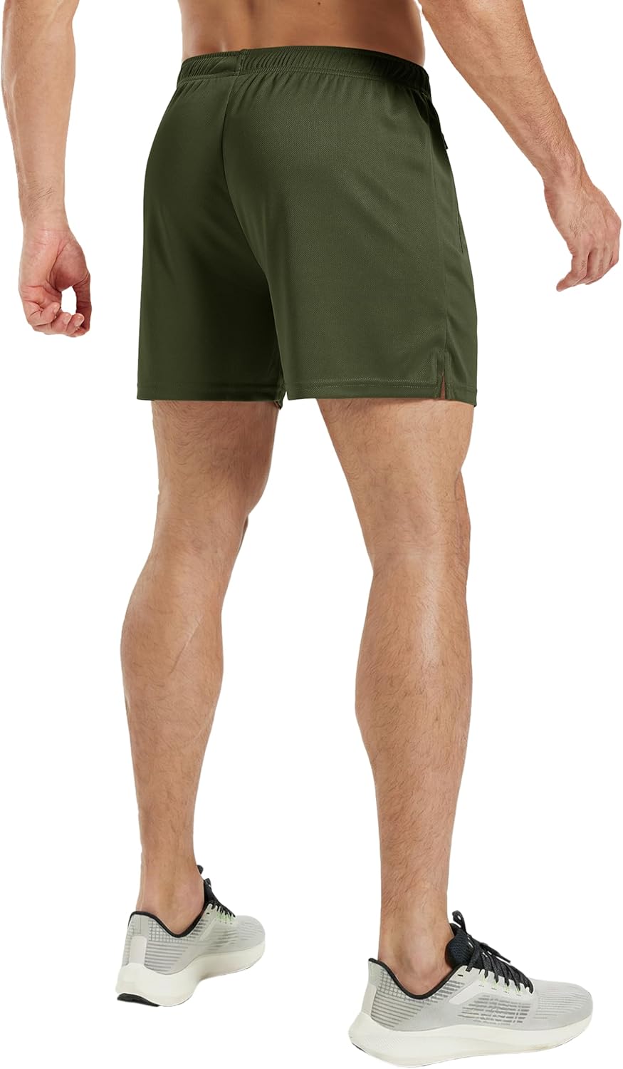 MAGCOMSEN Men's 5" Athletic Running Shorts Mesh Quick Dry Lightweight Linerless Gym Workout Shorts with Zipper Pockets - Image 3
