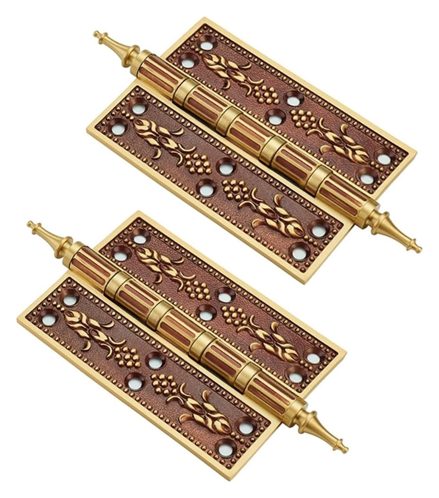 Pzoferlin Rose Golden Door Hinge European Carved Flat Brass Door Hinges, Silent, 5 Inch, 2 Pcs, Multicolor(Rose Golden)
