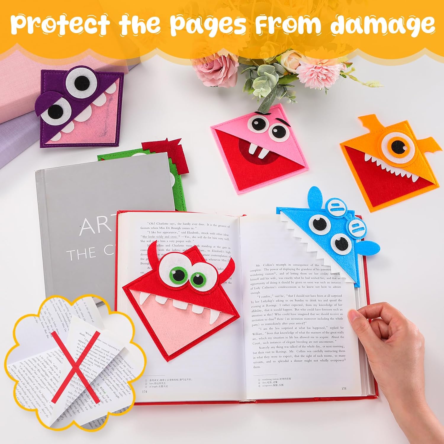 Colarr 6 Pcs Cute Corner Bookmarks Page Markers for Reading Lovers image 3