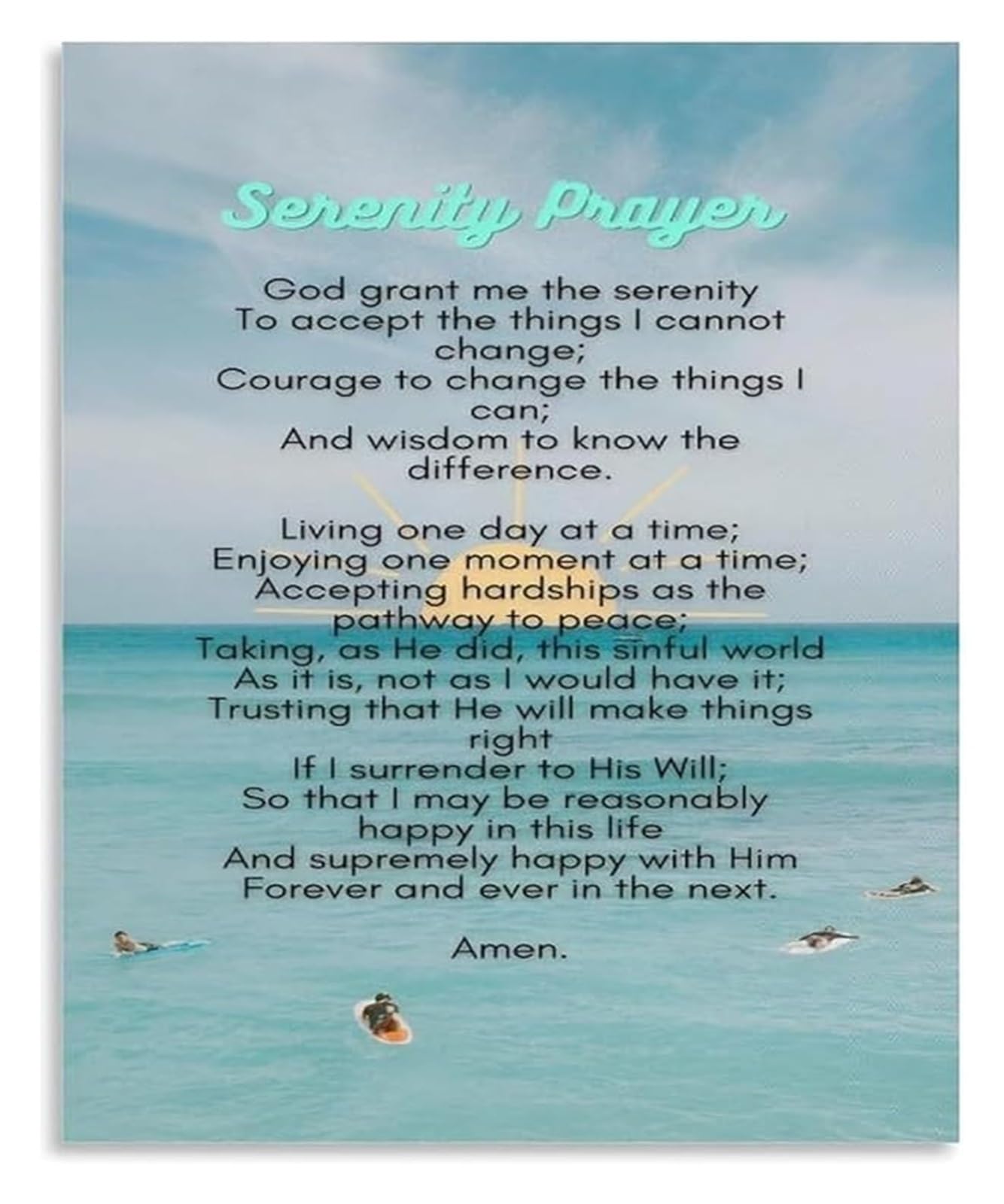 FNYUVNFAF Christian Inspirational Serenity Prayer Canvas Print Wall-Art for Home Decor Gift Idea Framed,16x24inch(40x60cm)