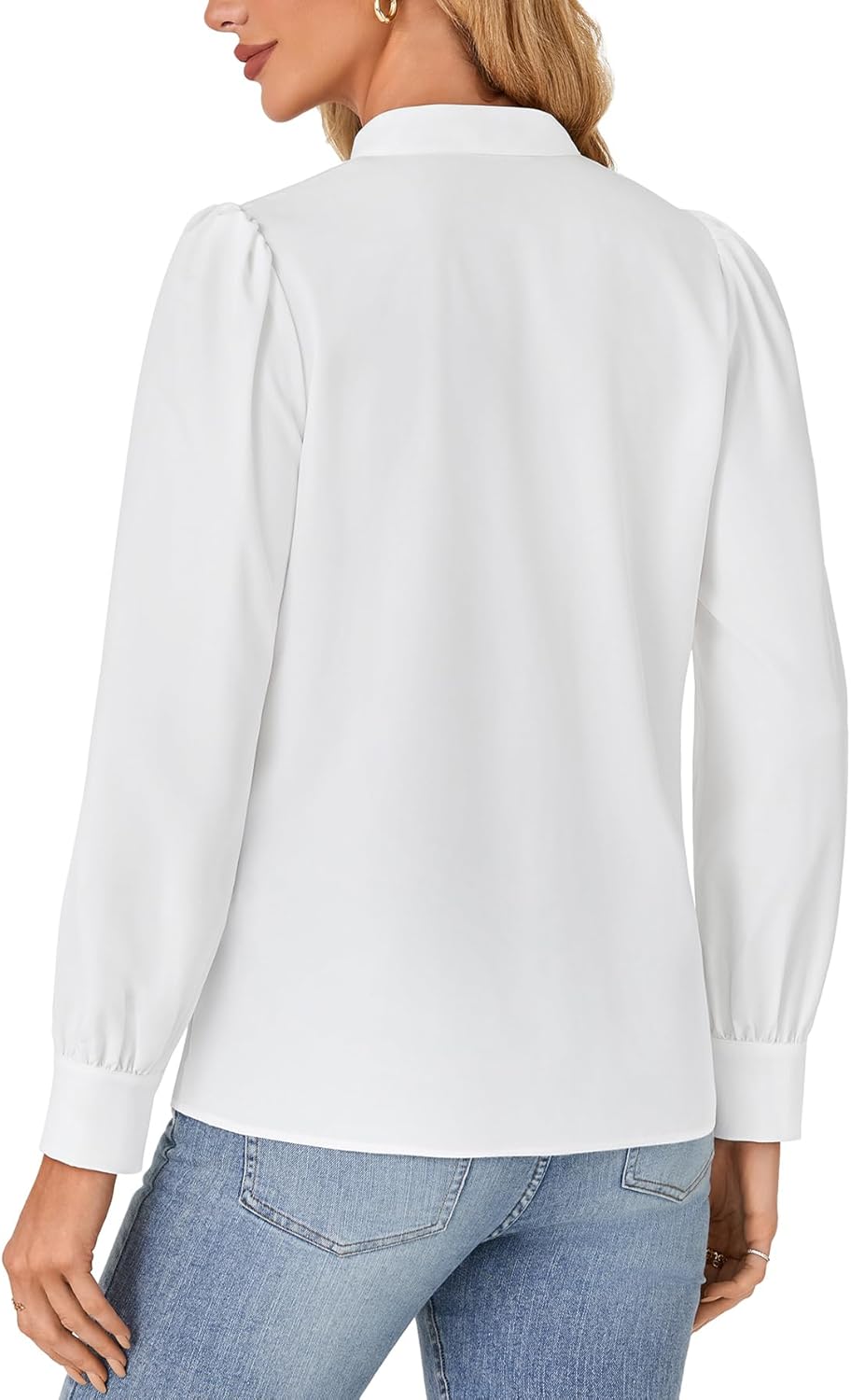 Rooscier Women's Lace Mock Long Sleeve Button Down Elegant Blouse Shirt Top Fall Clothes - Image 5