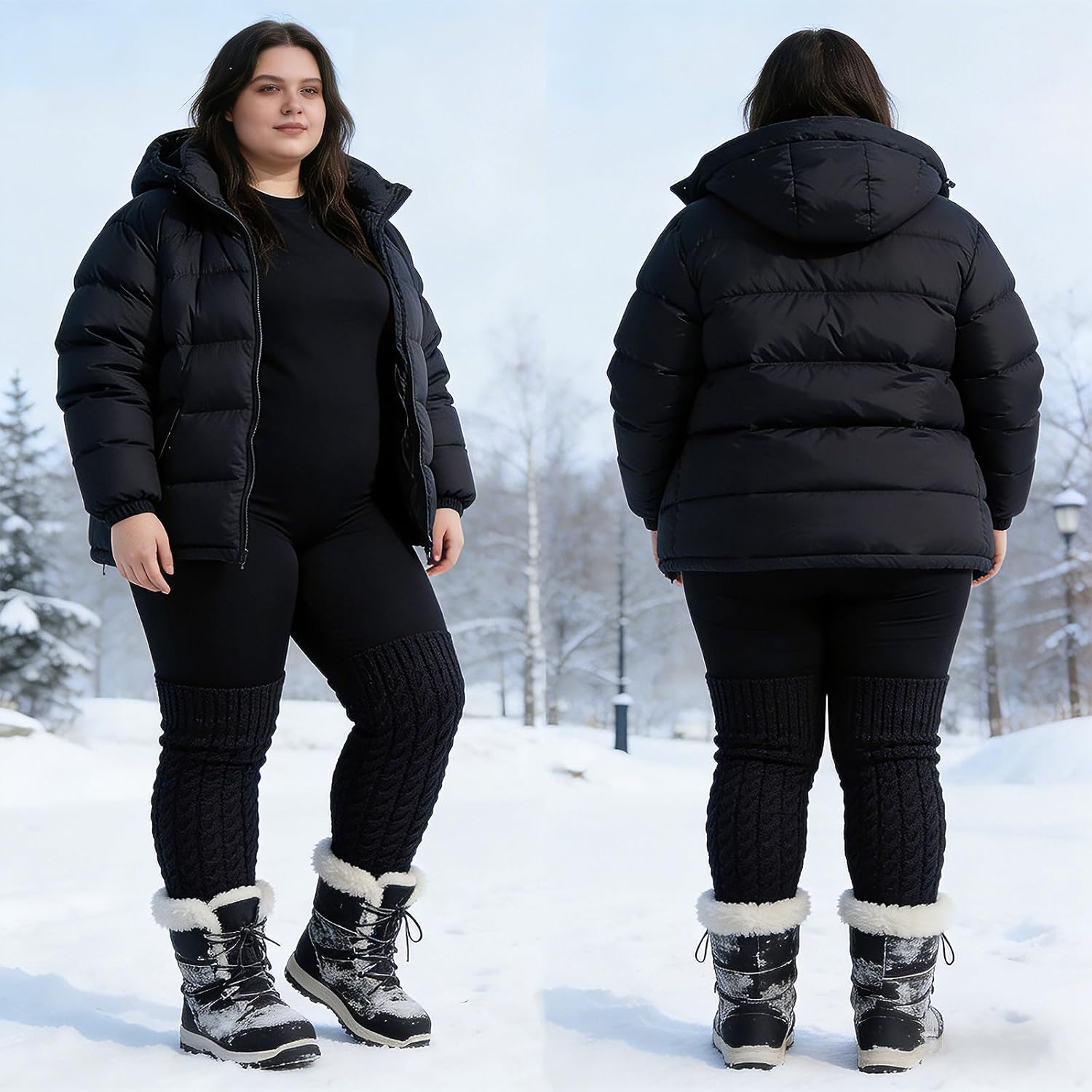 LALIFIT Women's Winter Fleece Lined Leg Warmers Cable Knit Leg Sleeve Long Footless Socks - Image 6