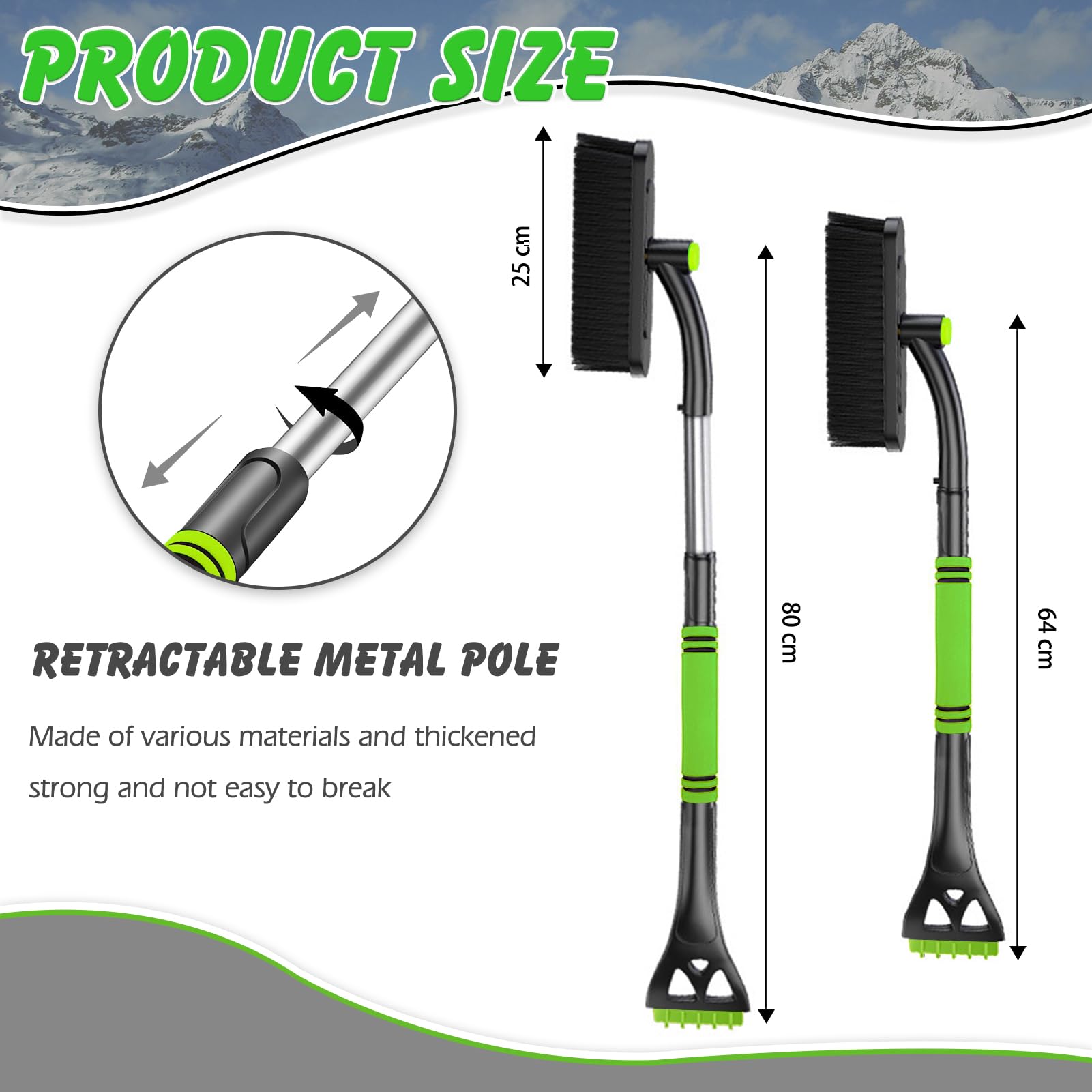 Xiujuers Raschietto Ghiaccio Auto 2 In 1 - Spazzola Neve E Grattaghiaccio | Impugnatura Ergonomica | Per Auto E SUV - Foto 2