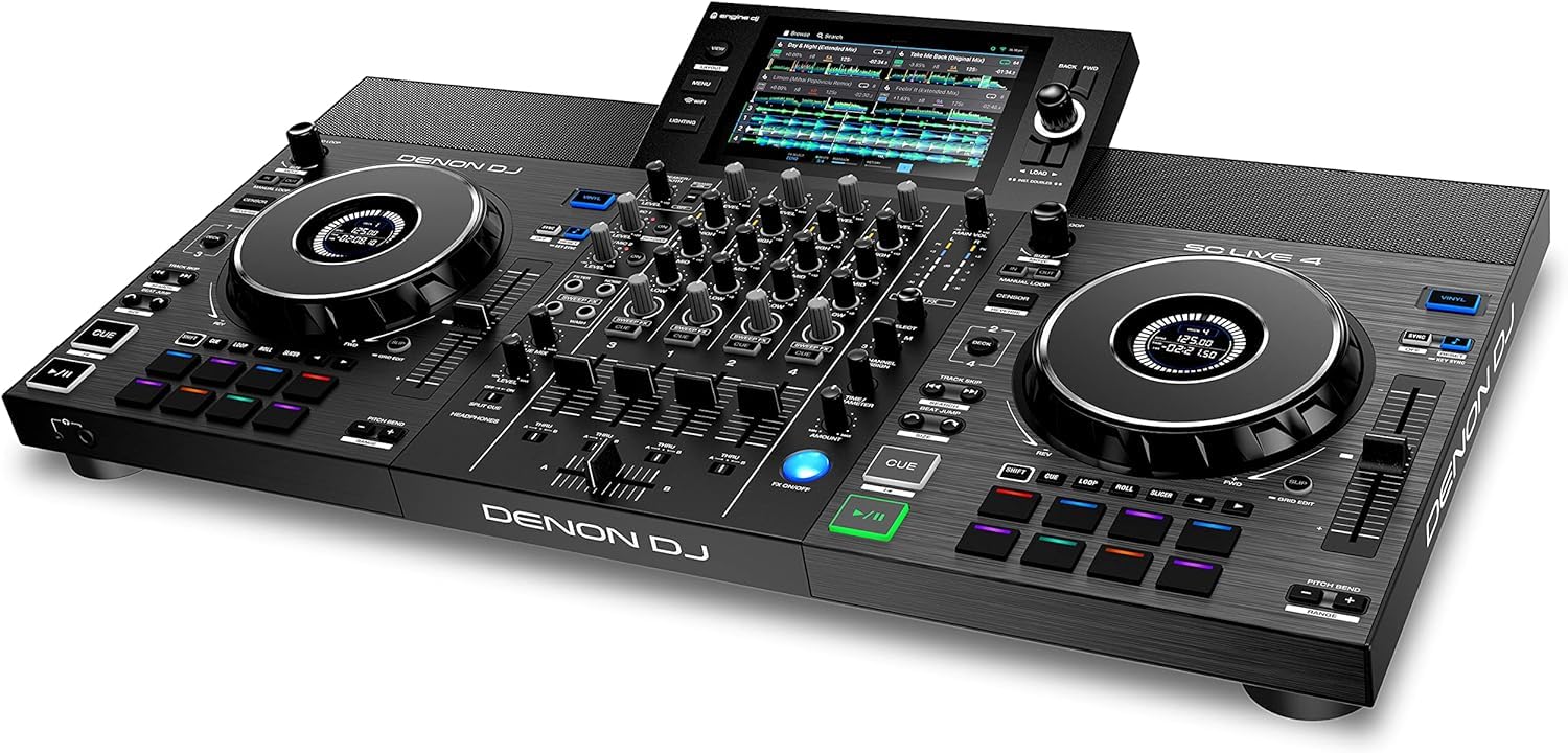 Denon DJ SC LIVE 4 - Standalone DJ-Controller & SanDisk Ultra Android microSDXC UHS-I Speicherkarte 128 GB + Adapter (Für Smartphones und Tablets