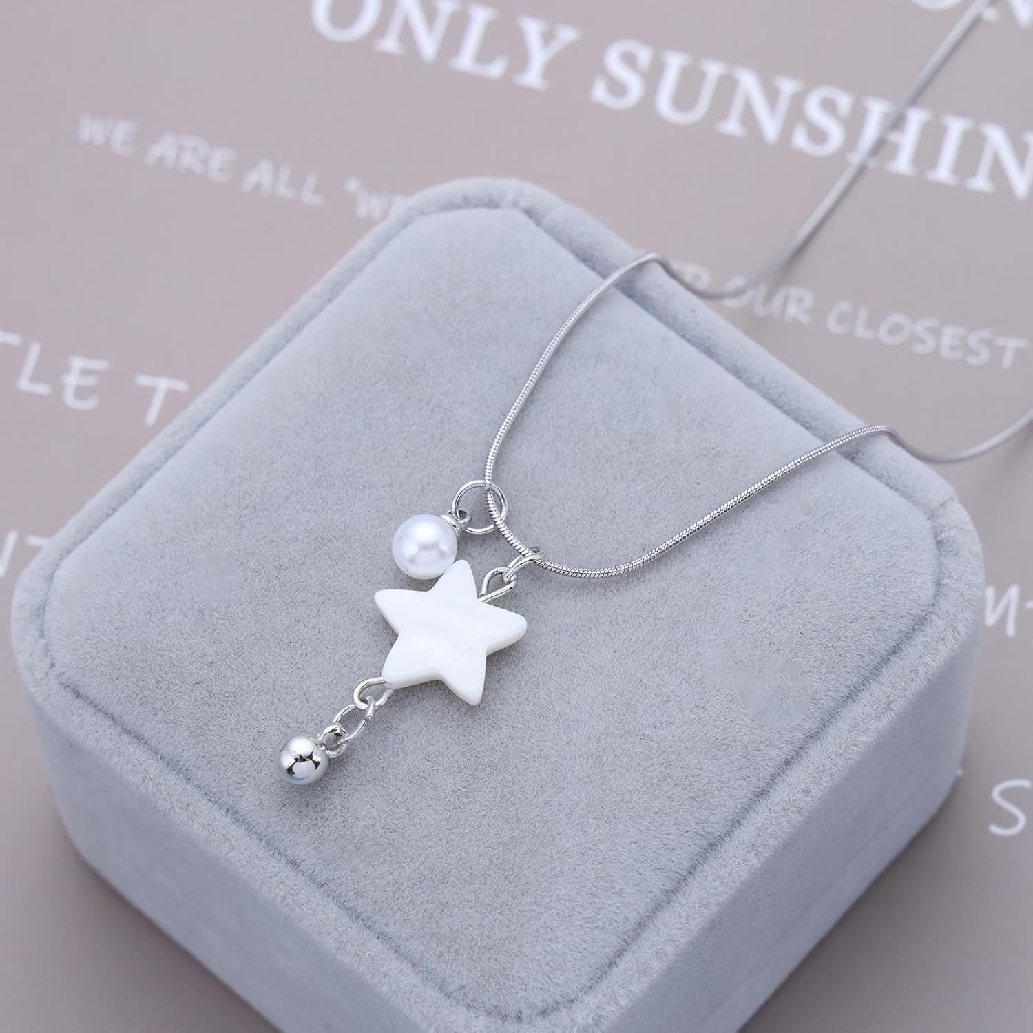 Vintage Acrylic Star Pendant Necklace Silver Ball Choker Necklace Tiny Star Choker Necklace Silver Ball Necklace for Women - Image 4