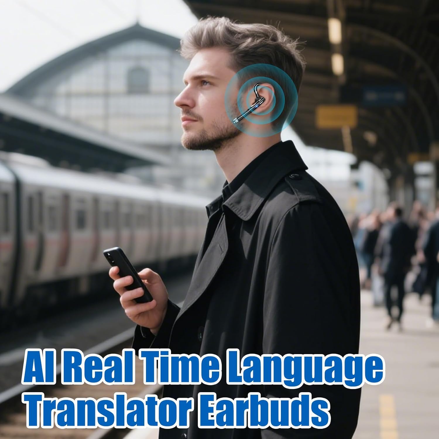 Language Translator Earphones | Translation Pods - Headphones Wireless Noise Reduction Translation Device for Meeting Business Workplace Travel School Learning Adults Students