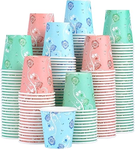 Lamosi Paquete de 300 vasos de papel de 5 onzas, vasos desechables de papel multicolor, tazas de enjuague bucal, tazas de baño, tazas de espresso