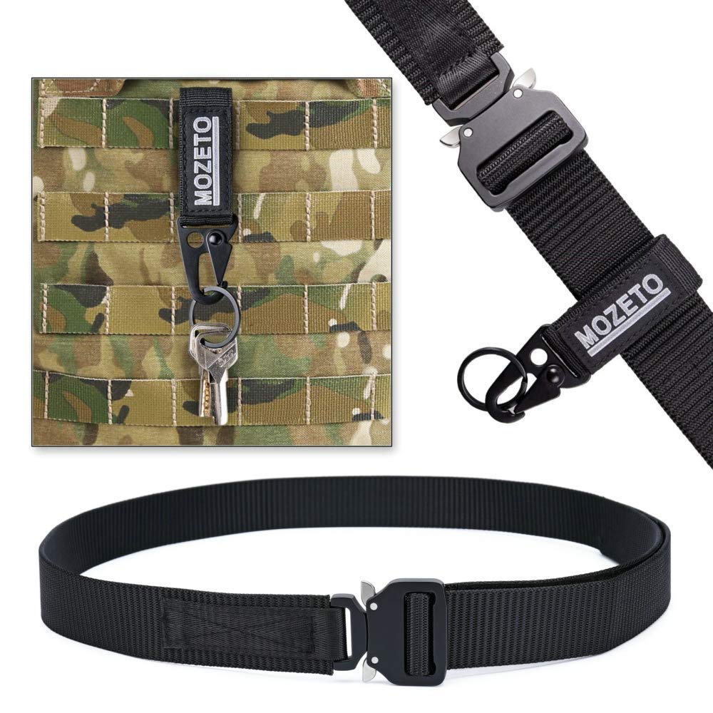 MOZETO Taktischer Gürtel, Unisex Militär Gürtel mit Schnellspanner Metallschnalle, Nylon Gürtel für Outdoor, Arbeit, Militär, Freizeit, Jagen - Gift Packaging