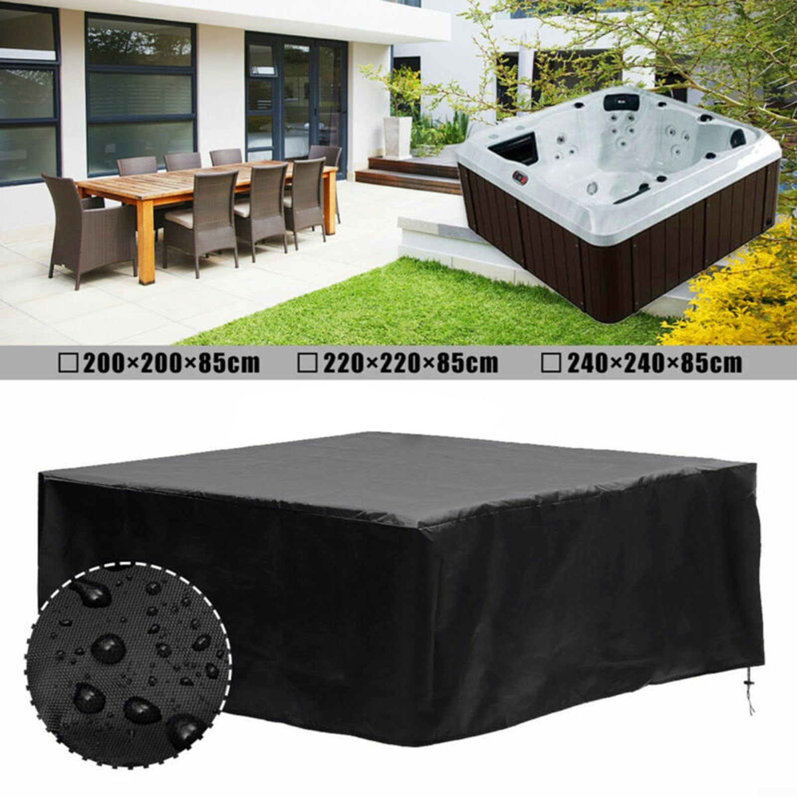 pour couverture de Protection Carrée pour Spa Anti-Poussière 200x200cm(240 * 240 * 85cm)