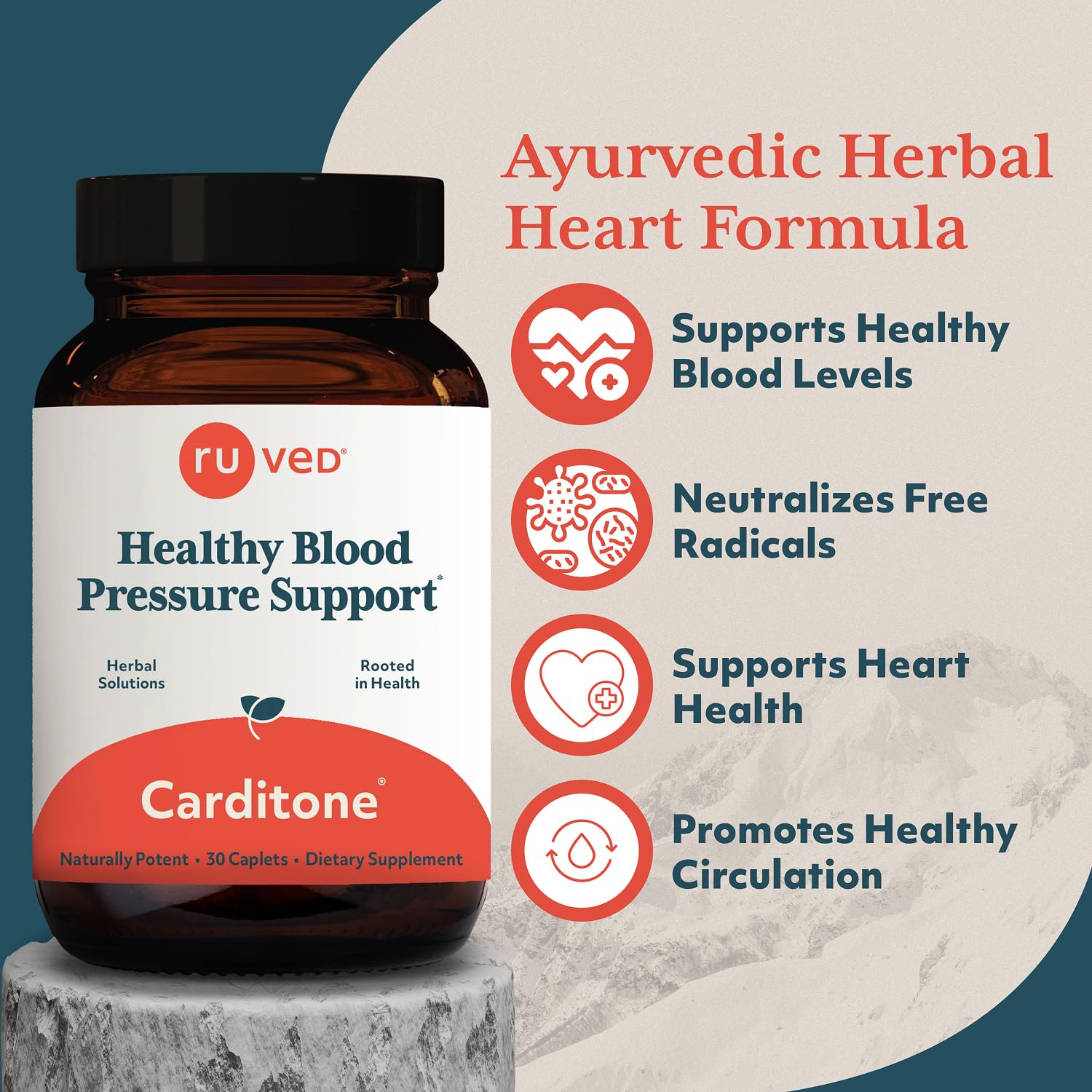 ruved Carditone, BP Formula, Arjuna, Calcium, and Magnesium, 30 Servings — Amazon image 2