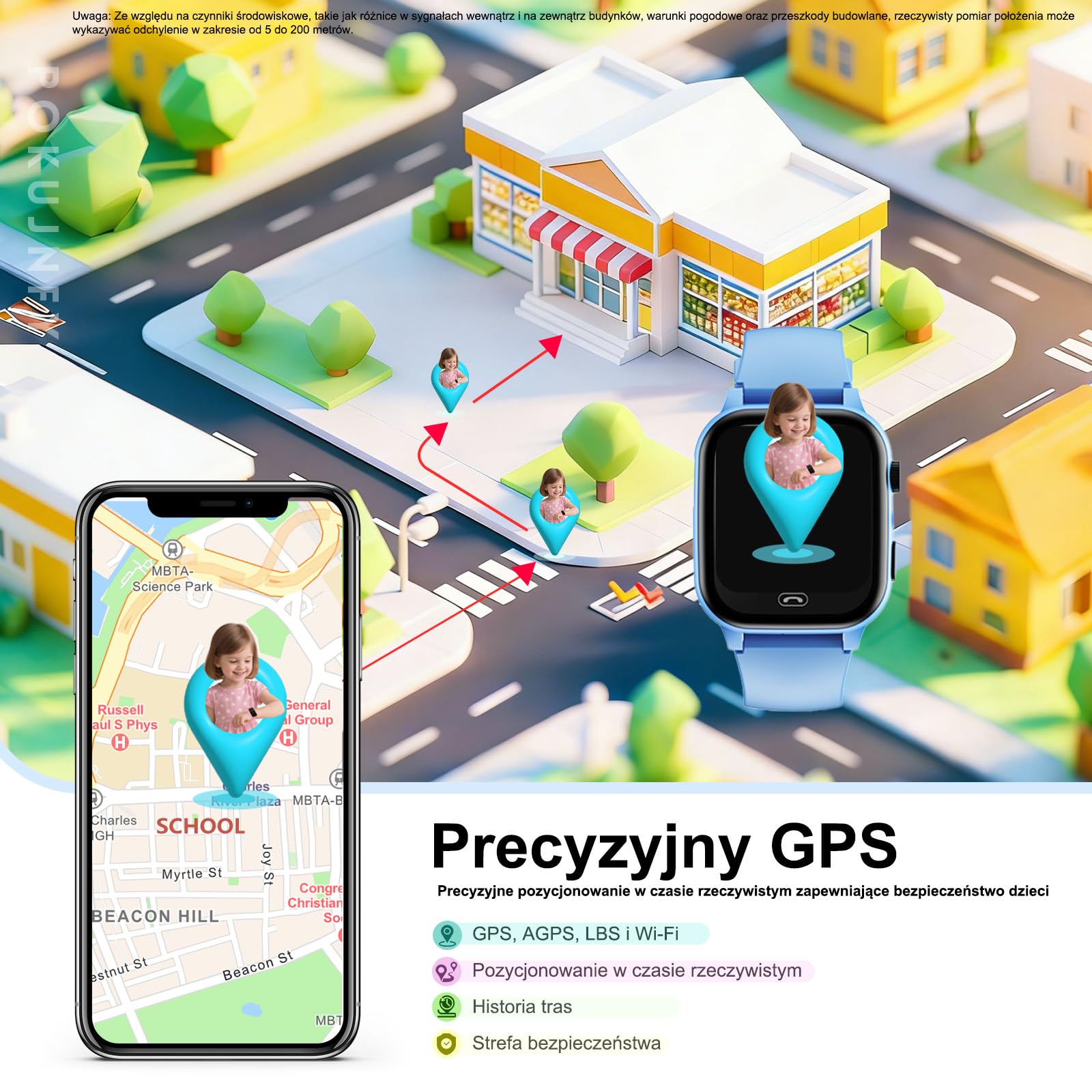Smartwatch dla Dzieci z GPS SOS Kontakty Czat Rozmowy Telefoniczne Tryb KlasowyGra Budzik Latarka IP68 Wodoodporny Cyfrowy Prezenty Smartwatch Dziecięcy Chłopcy Dziewczynki