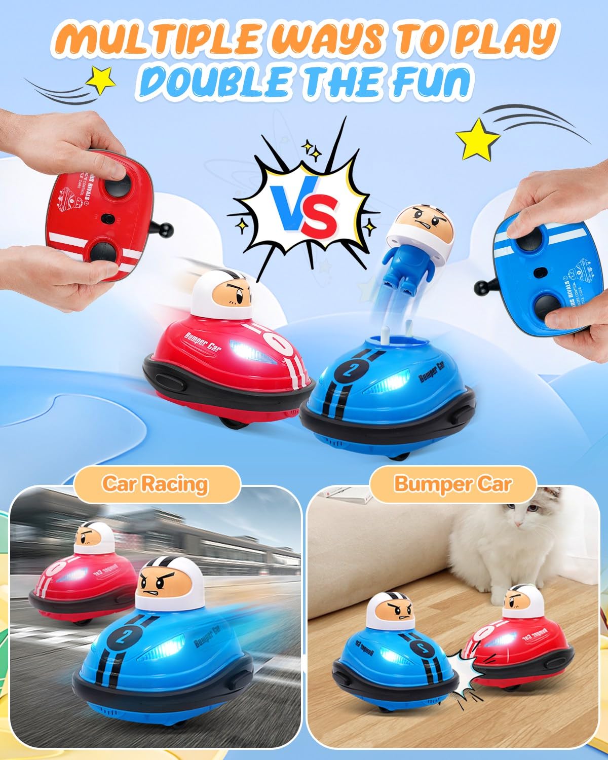 Torlaist 2 Pack Remote Control Cars for Kids RC Cars with Popup Doll, Music and Lights - Image 4
