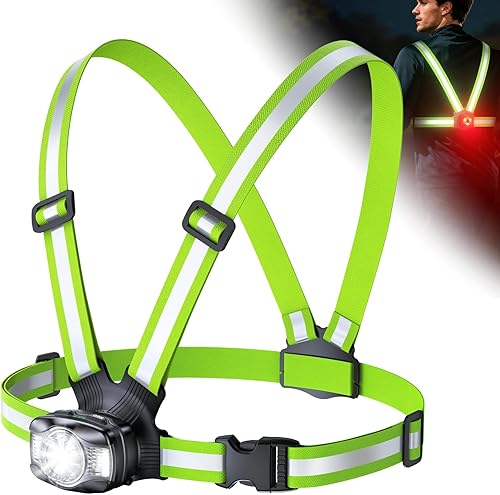 Miniatura 10 de Luces para Correr para Corredores, Luz para Correr de 500 Lúmenes con Haz Ajustable de 45°, Chaleco Reflectante Recargable para Caminar de