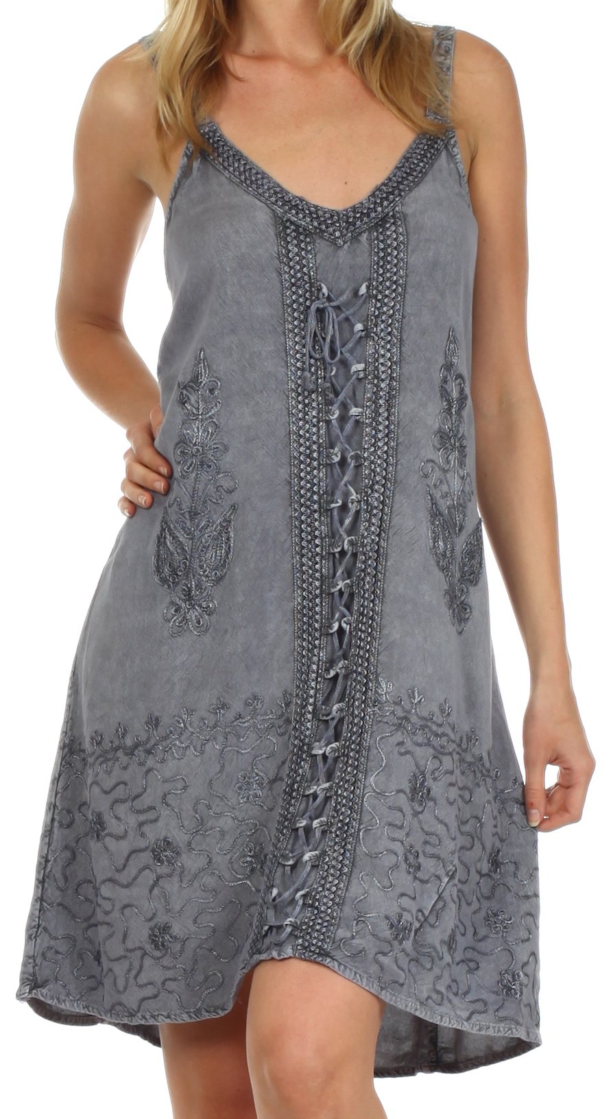 Sakkas Jayanti Embroidered Rayon Dress