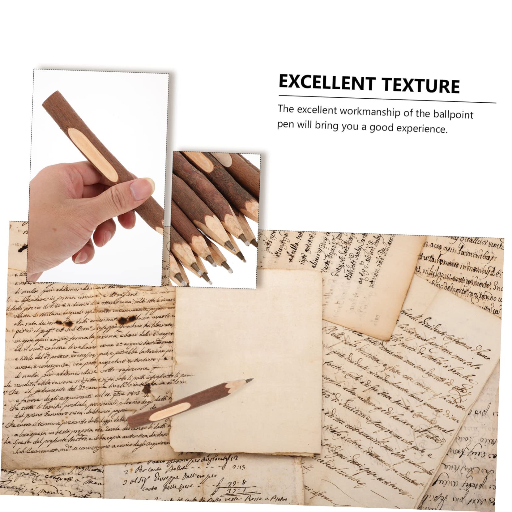 64 Pièces Stylo à bille Brindille stylo brindille rustique surligneur s vintage à écrire s bille crayon bille des s accessoire d'écriture en bois
