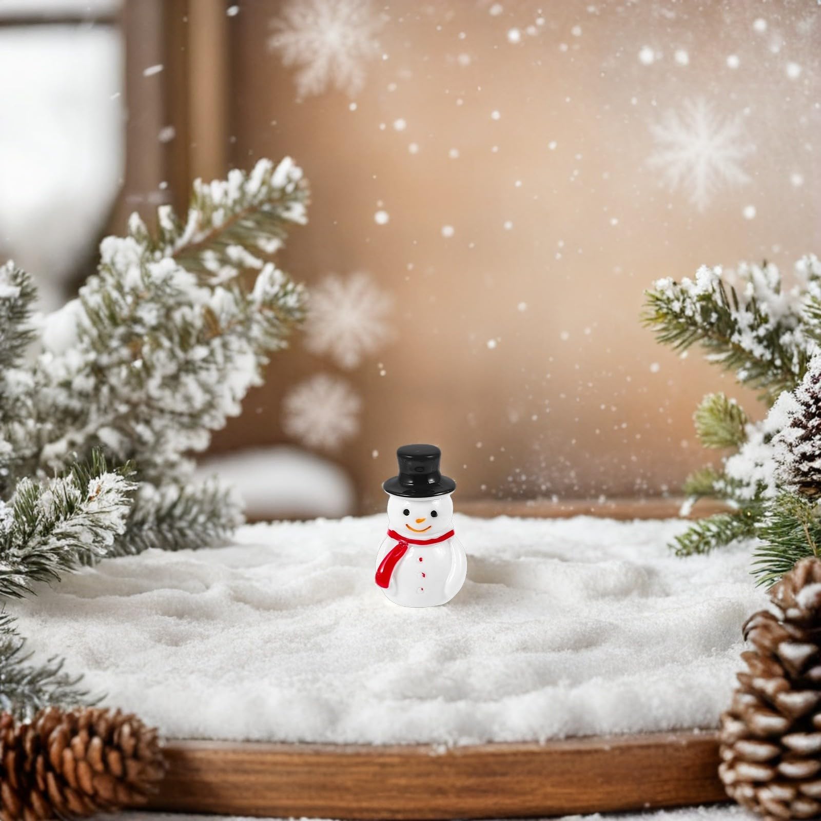 iplusmile 20 Pezzi Mini Statuette di Pupazzo di Neve in Resina Nera