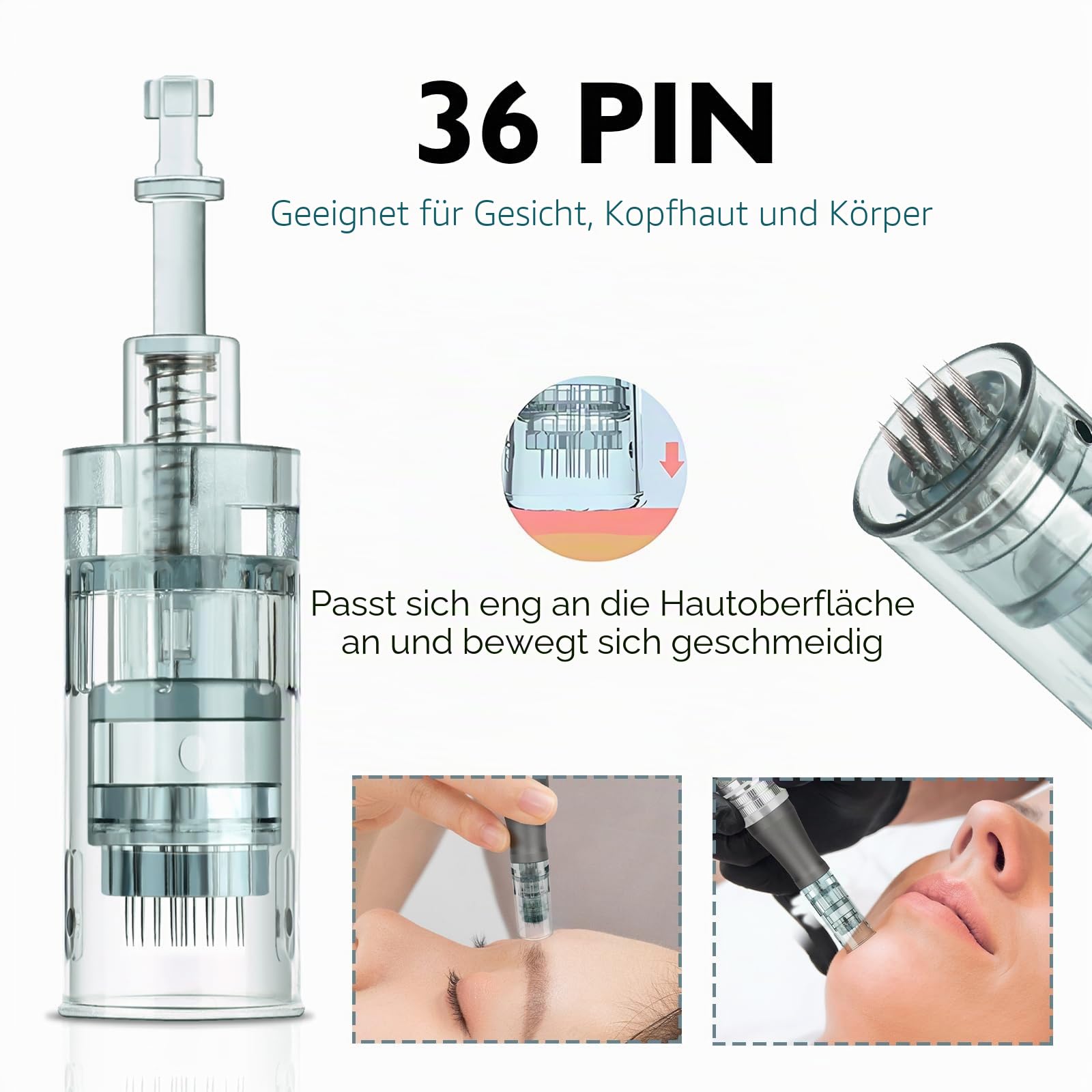 20 Stück Derma Pen M8 Cartridges 36 Pins, Einweg-dermapen microneedling, Bajonettschlitz microneedling nadeln, entwickelt für Microneedling Pen Ultima M8 / M7S (20pcs, 36PIN)