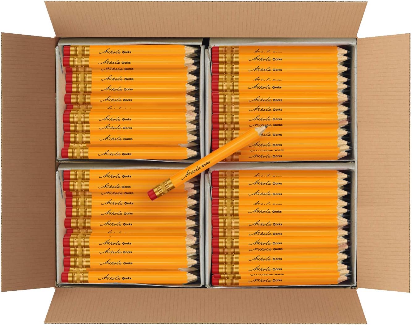Bulk 650 Pack Premium Pre-Sharpened #2 HB Pencils USA Standard Wood Cased Graphite With Erasers